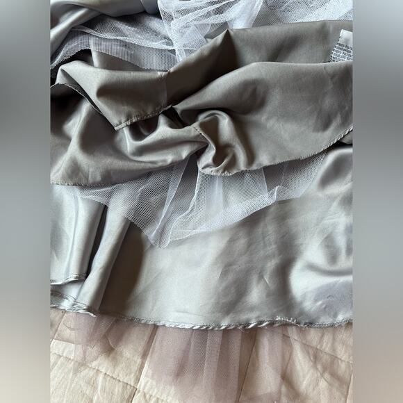 Blondie Nites Silver Beaded Floral Sheer Bustier Strapless Tulle Gown Fairy - 9 - Picture 7 of 12